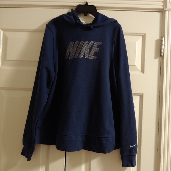Nike logo oversized Hoodie Navy Blue Size S - Picture 1 of 5